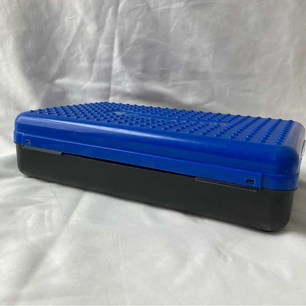 Retro SpaceMaker Pencil Box Blue Black w Handle 11